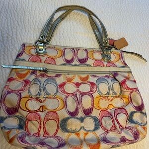 * Rare find Rainbow 🌈 Scribble Coach Silver and Multicolor Shoulder Bag